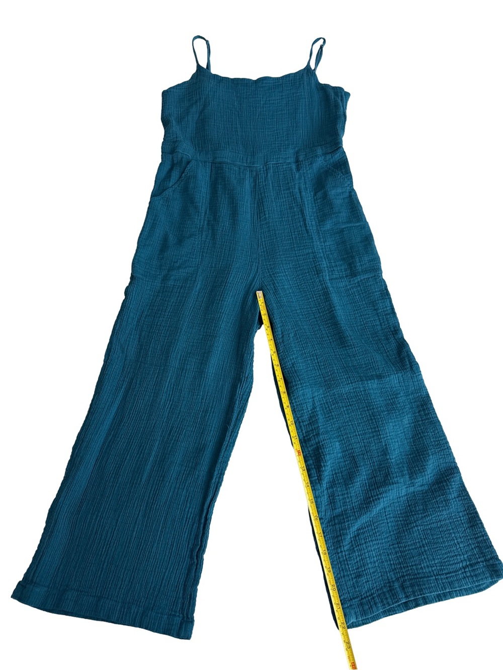 CARVE DESIGNS Women's Knox Gauze Junpsuit Turquoise Blue Organic Cotton Medium - Picture 9 of 11